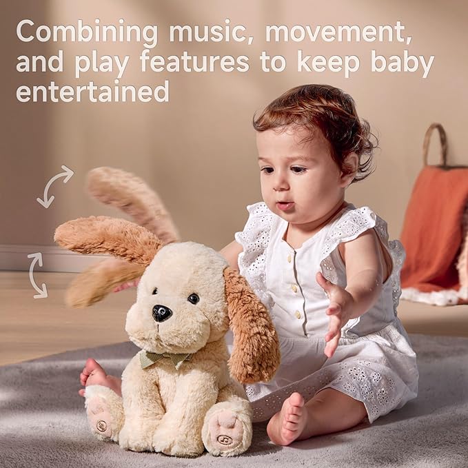TUMAMA Baby Animated Plush Dog, Interactive Singing Talking Puppy Dog Stuffed Animal Toys, 10”