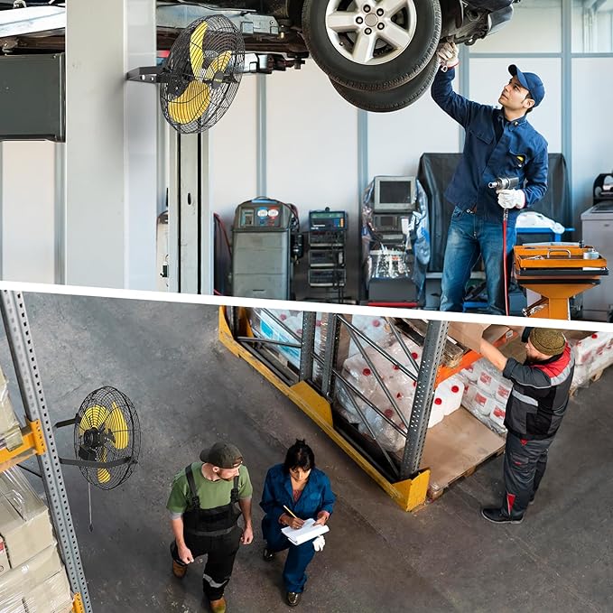 18 Inch Industrial Wall Fan with 2 Pack, 4800 CFM Metal Wall Mount Fans with Poweful Motor, 3 Speed, Fan Indoor for Covered Patio, Greenhouse, Gazebo, and Garage, UL Listed