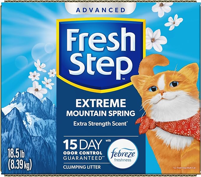 Fresh Step Advanced Extreme Clumping Litter with Febreze Freshness with Mountain Spring Scent, Fights Odor on Contact, 37 lbs. (2 x 18.5 lb. Box)