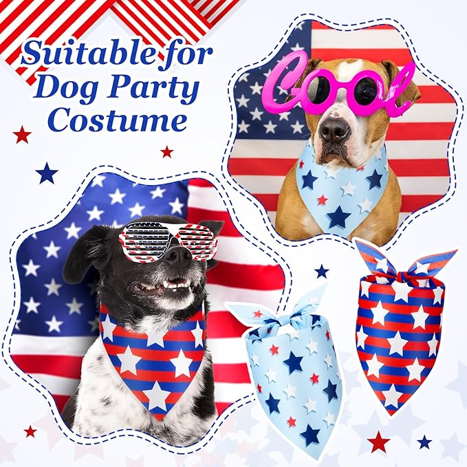 Preboun 100 Pcs Patriotic Dog Bandanas Bulk Labor Day Bandanas for Dogs Triangle Kerchief Scarf Set for Puppy Small Medium Large Workers' Veterans Day Costume Accessories (25.6 x 17.7 x 17.7 Inch)