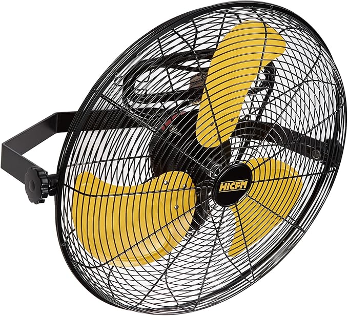 HiCFM 18 inch Outdoor Wall Mount Fan, 4300 CFM High Velocity 3-Speed Weatherproof Wall-Mounted Fans with IP44 Motor and Manual GFCI Plug for Patios, Greenhouse, and Gazebo - UL Listed