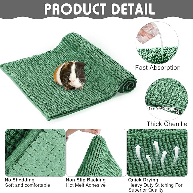 Amylove 4 Pcs Guinea Pig Cage Liner Guinea Pig Bedding Washable Fleece Pee Pads Reusable Small Animals Training Mat Small Animal Sleeping Bed for Bunny Hamster(Mixed Colors,16 x 24 Inch)