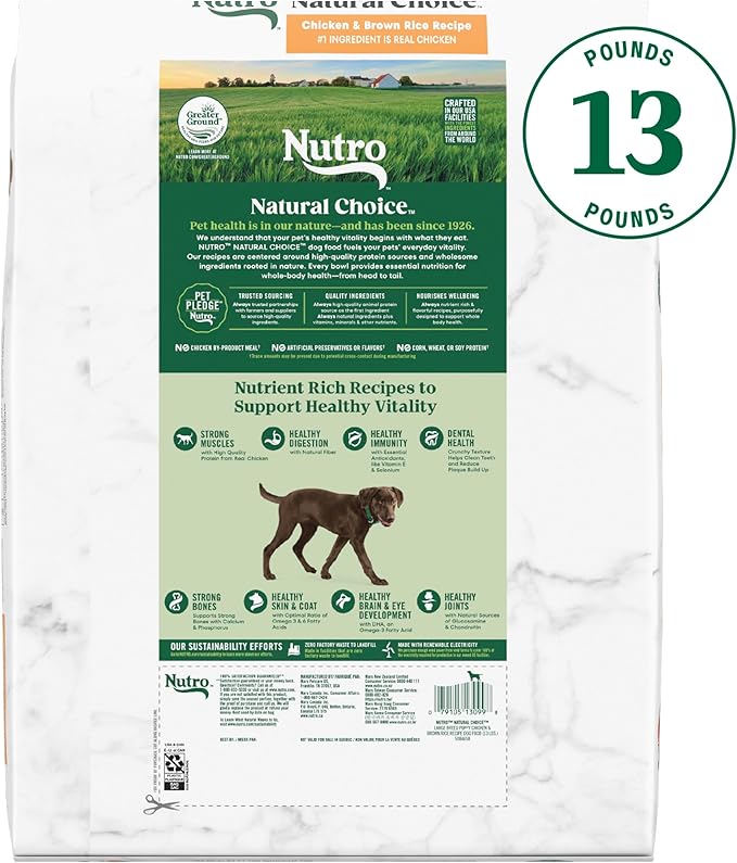 Nutro Natural Choice Large Breed Puppy Dry Dog Food, Chicken and Brown Rice Recipe, 13 lbs.