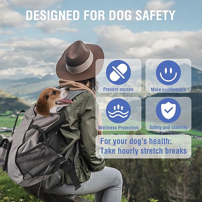 Dog Backpack for Small & Medium Dogs - Adjustable Pet Carrier for Travel & Hiking, Hands-Free Puppy Backpack with Storage Pockets, Breathable Mesh, Reflective Strips & Non-Slip Handle
