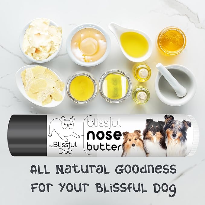The Blissful Dog Shetland Sheepdog Nose Butter for Dry, Cracked Skin, Lick-Safe Dog Nose Balm with Moisturizing Shea Butter, Almond, Olive, and Essential Oils, Pet Supplies, Uncented, 0.15 oz.