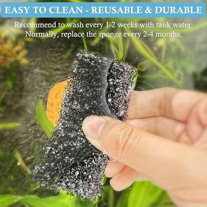 FEDOUR 4PCS Replacement Aquarium Biochemical Sponge for 3W Aquarium Filter, Aquarium Filter Sponges for Replacement (Sponge 4pcs for 3W)
