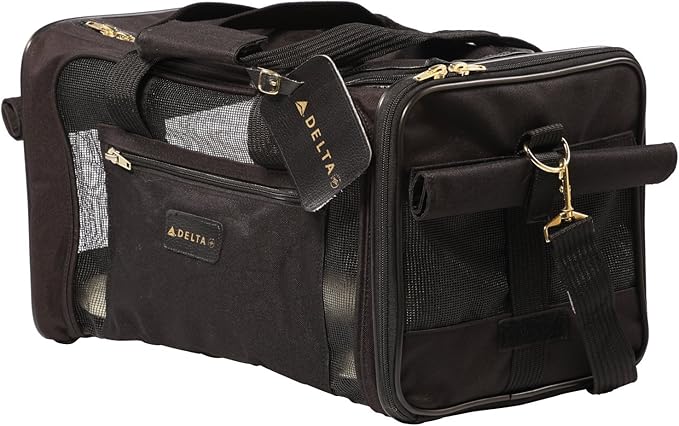 Sherpa Delta Airlines Travel Pet Carrier, Airline Approved & Guaranteed On Board - Black, Medium