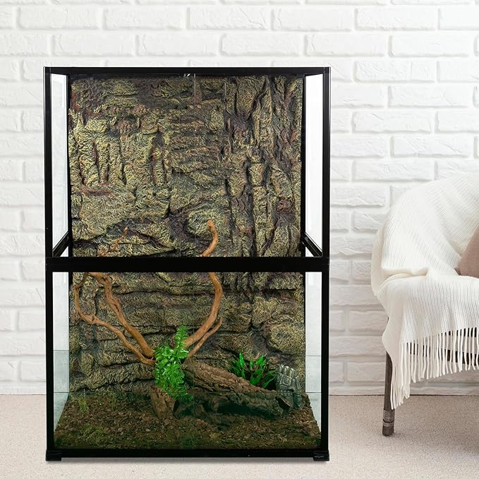 REPTIZOO 135 Gallon Glass Reptile Terrarium Tank, 36" x 18" x 48" Wide & Tall Reptile Terrarium, Chameleon Cage with Sliding Front Door Top Screen Ventilation, Easy Assembly