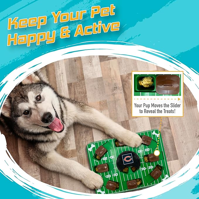 Pets First NFL Chicago Bears Puzzle Toy, Puzzle Treat Dog Toy, Interactive Dog Treat Toy, Dog Puzzle