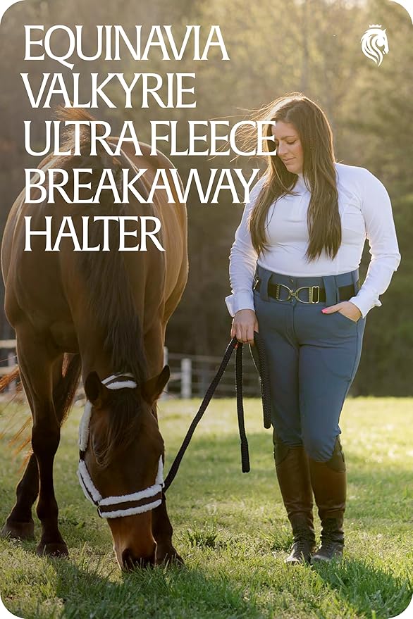 Equinavia Valkyrie Soft Ultra Fleece Padded Adjustable Breakaway Horse Halter - Brown/Ivory White - Horse