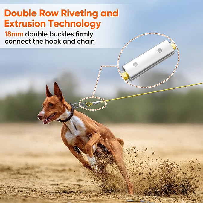 Tresbro 30FT Reflective Tie Out Cable for Dogs Up to 250 Pounds, Steel Wire Lead Leash Cable with Stainless Rotatable Buckle, Lightweight and Enduring, Dog Chains Outside for Outdoor, Yard, Yellow