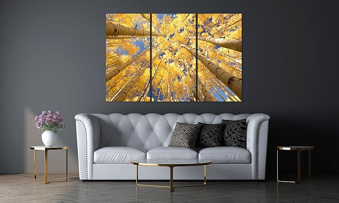 Nature Wall Art Prints - Ocean Forest Mountain Lake Canvas Landscapes - Small to Extra Large Living Room Bedroom Kitchen Bathroom Décor (Reaching for the Sky, 35L" x 53W" - 3 Panels)