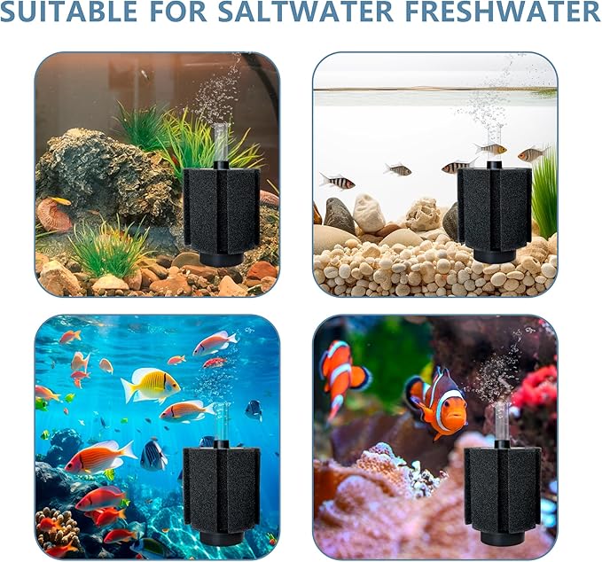 100-120 Gal Large Aquarium Sponge Filter with Air Stone and Ceramic Media,2 Pack Quiet Fish Tank Filters fit Breeding Fry Betta Shrimp Fish Tank