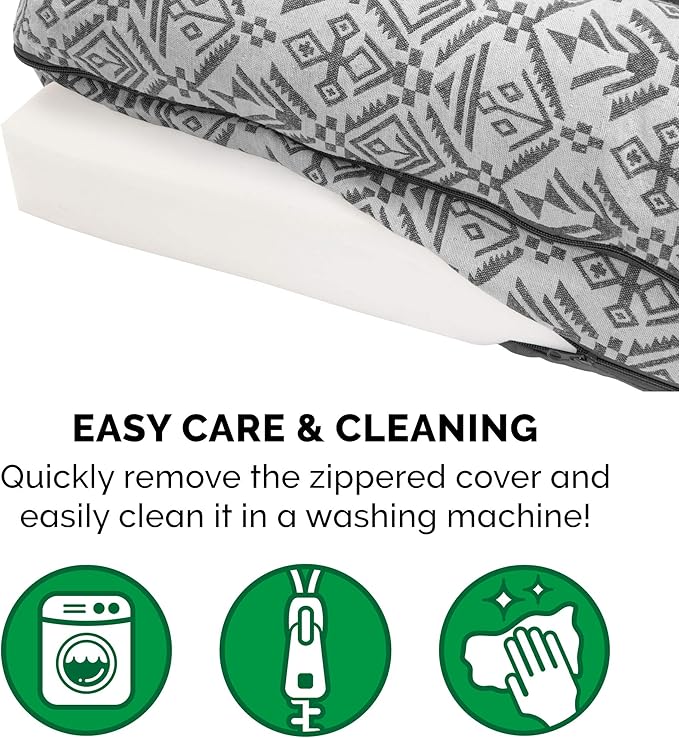 Furhaven Orthopedic Dog Bed for Large Dogs w/ Removable Bolsters & Washable Cover, For Dogs Up to 125 lbs - Plush & Southwest Kilim Woven Decor Sofa - Boulder Gray, Jumbo Plus/XXL