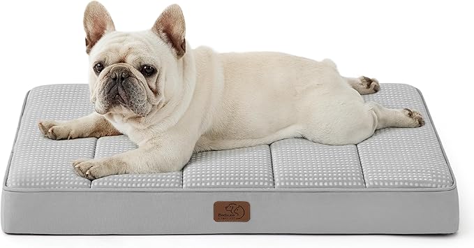 Bedsure Cooling Dog Bed for Small Dogs - Orthopedic Flat Puppy Beds with Removable Washable Cover, Egg Crate Foam Pet Mat, Suitable for Pet Up to 20 lbs