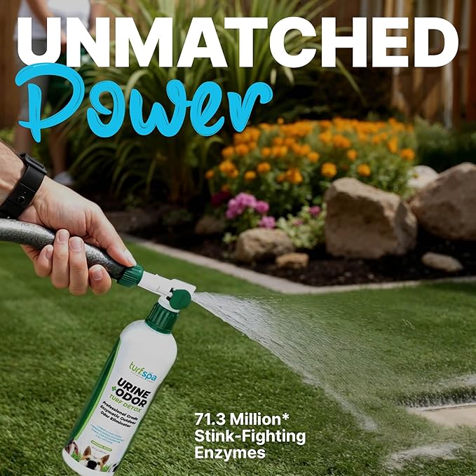 Urine & Odor Turf Detox: 32 oz Sprayer & Gallon Refill Professional Enzyme Cleaner & Odor Eliminator for Artificial Grass, Turf, Concrete, Patios & Kennels, Enzymatic Cleaner for Dogs & Cats