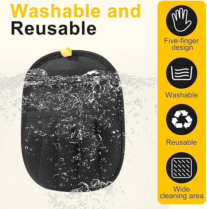 2-Pack Pet Hair Remover Gloves - Reusable Grooming Gloves for Dogs & Cats, Static Electricity Fur Removal Mitts for Furniture, Car, Clothing - Quick Dry Cleaning