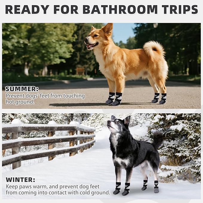 KOOLTAIL Dog Socks for Hot Pavement, Summer Breathable Dog Socks to Prevent Licking Paws, Non Slip Pet Boots & Paw Protectors for Hardwood Floor,Grippy Shoes for Small Medium Large Senior Dogs,Black M