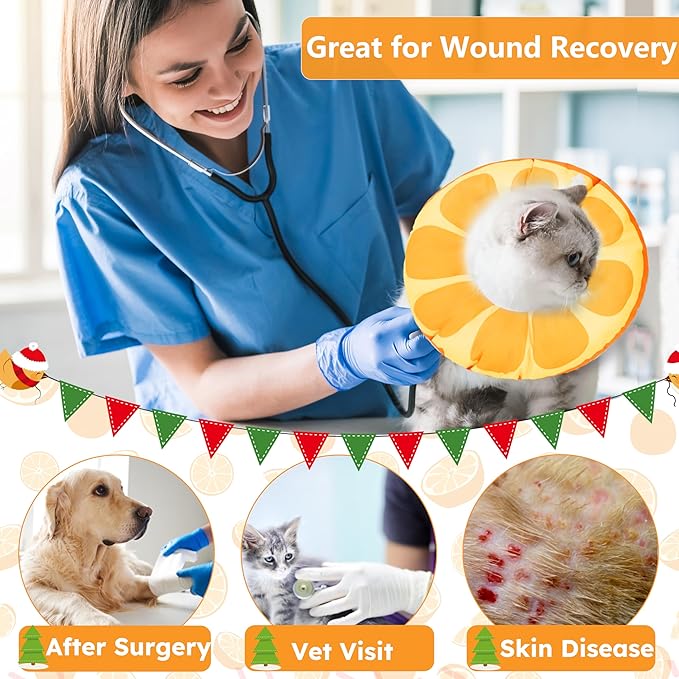 Cat Cone Collar Soft, Waterproof Cat Recovery Collar for Wound Healing Cute Cat Donut Adjustable Cat Cones to Stop Licking Comfortable Neck Elizabethan Collars for Cats Kittens After Surgery