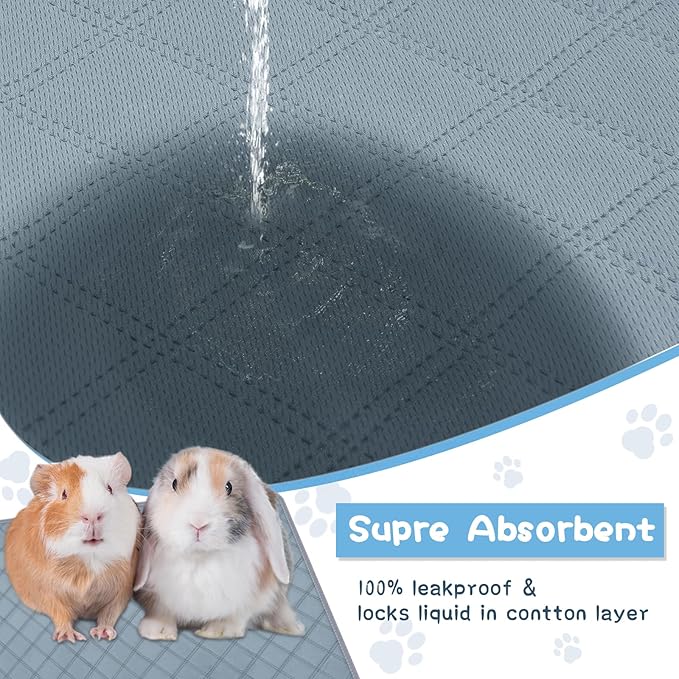 6 Packs Washable Guinea Pig Cage Liners, Waterproof Guinea Pig Pee Pads Reusable Absorbent Bedding Anti Slip Mats for Small Animals Bunny Rabbit Hamster (24 x 18in)