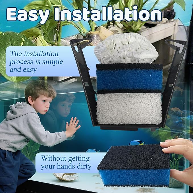 2 Sets of Upgraded Three-Stage Filtration Fish Tank Filter for AquaClear 70 Power Filter, 2 Set of Replacement Maintenance Kit for Fish Tank Filter for 40- to 70-Gallon Aquariums