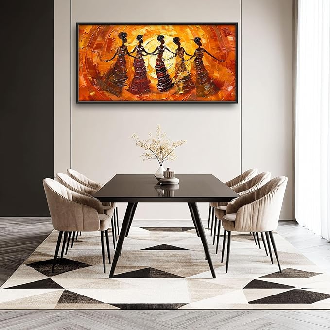 Quorin African American Large Wall Art Abstract Black Girl Women Dance Pictures Wall Decor Retro Ethnic Canvas Print Painting Artwork for Bathroom Living Room Bedroom 60L x 30W