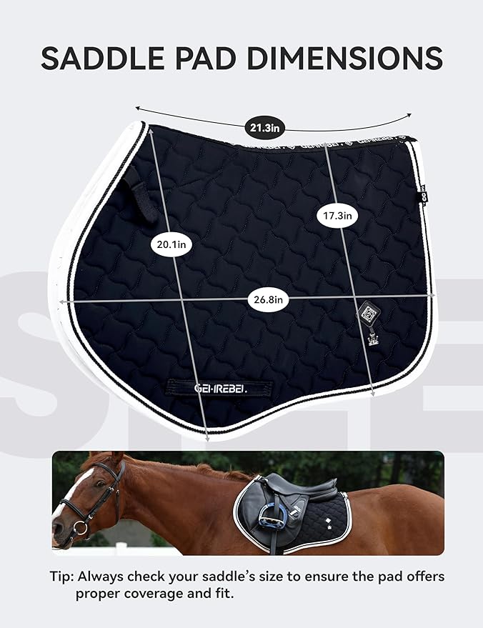 Close Contact Non-Slip Design Horse Riding Pad Moisture-Wicking Shock Absorbing English Saddle Pad for Horses