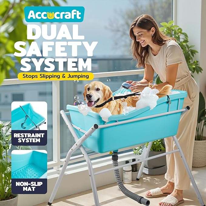 Dog Bath Tub, Portable Dog Washing Bathing Station, 3 Levels Elevated Foldable Dog Bath for Shower and Grooming, Collapsible Shower Bathtub Pet Tub for Small and Medium Size Dogs