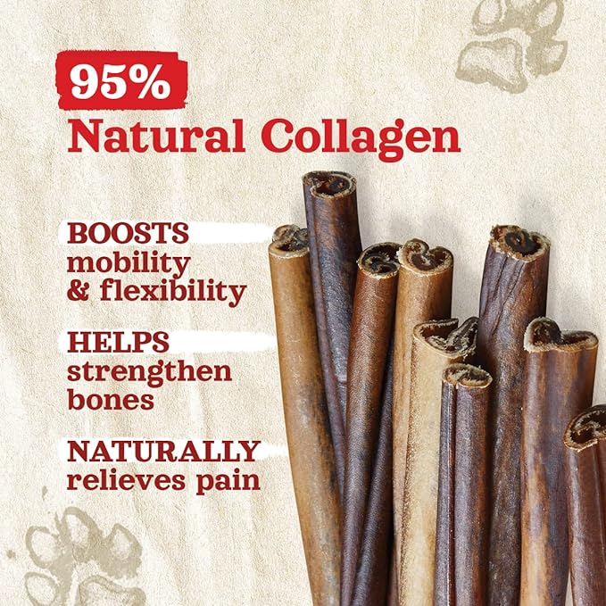Natural Farm Collagen Sticks 6-Inch Dog Chews - Odor-Free, 95% Natural Collagen Supports Healthy Joints, Skin & Coat - Small, Medium Dogs – Lasts 20% More (6 inch, 5 Pack)