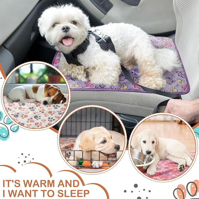 4 Pcs Waterproof Guinea Pig Blankets Washable Small Animal Fleece Bedding Absorbent Guinea Pig Cage Liners Reusable Pet Pee Pad Sleep Mat Pad Cover for Hamster Ferret (Paw Print, 18 x 13 Inch)