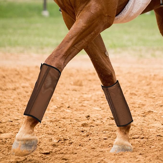 Jexine 12 Fly Boots for Horse Set of 12 Loose Breathable Mesh Horse Fly Sheets Protective Horse Leg Wraps Leggings for Preventing Flies and Mosquitoes Bites (Gray)