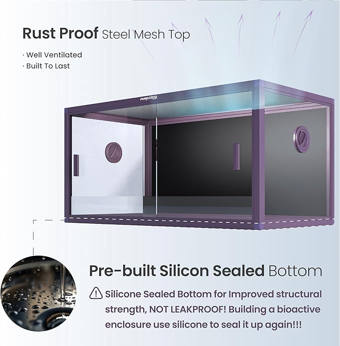 50 Gallon Bearded Dragon Tank, Reptile Enclosure for Easy Maintenance, Front Opening Reptile Tank with Top Screen Ventilation & Glass Sliding Door 36''x18''x18''