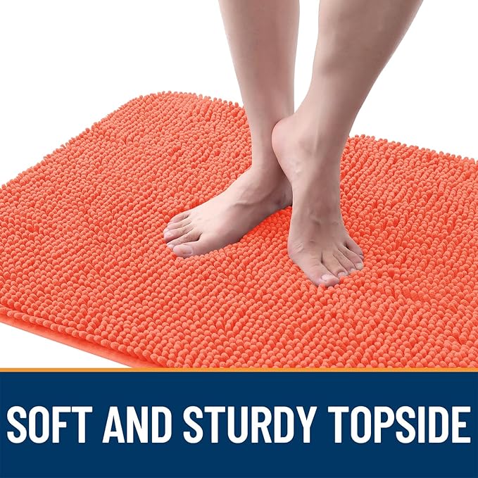 OLANLY Dog Door Mat for Muddy Paws 30x20, Absorbs Moisture and Dirt, Absorbent Non-Slip Washable Doormat, Quick Dry Chenille Mud Mat for Dogs, Entry Indoor Entryway Carpet for Inside Floor, Coral
