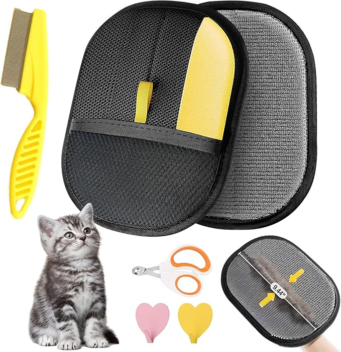 Pet Hair Removal Glove - Electrostatic Pet Hair Remover, Cat & Dog Hair Remover Tool for Couch, Furniture, Carpet, Car Seat, Curtain, Reusable Double Sided Cat Grooming Gloves (1PC)