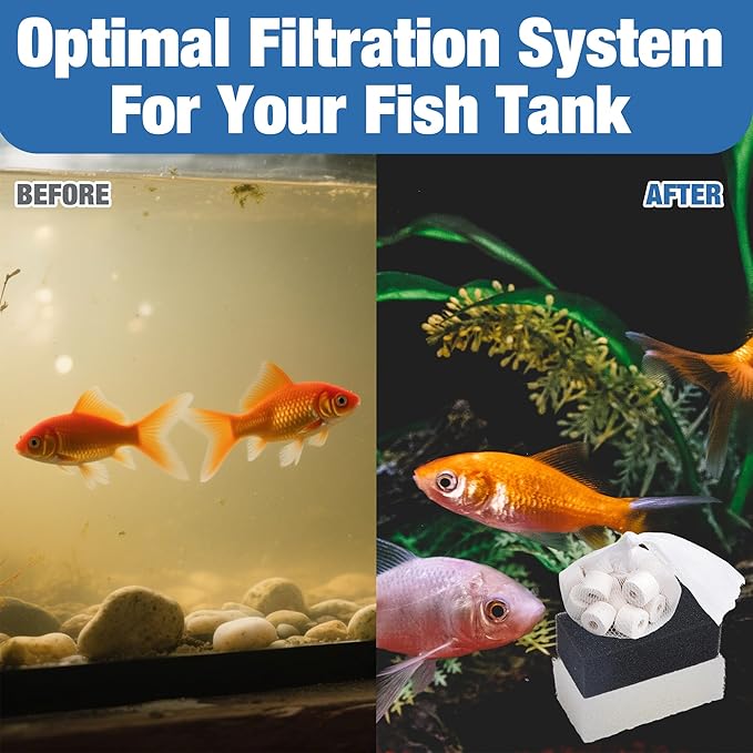 4 Sets of Three-Stage Filtration Maintenance Kit for Fish Tank Filters Replacement for Aquaclear 50 Power Filter Fish Tank Filter for 20- to 50-Gallon Aquariums