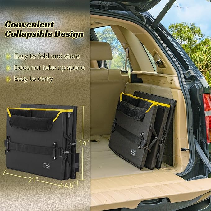 PETSFIT Dog Booster Car Seat, Dog Car Seats for Medium Sized Dogs or 2 Small Pets with 2 Safety Leashes and Patented Buckles, Carseat for Dogs with Storage Pockets for Pets Under 45Lbs (Black)