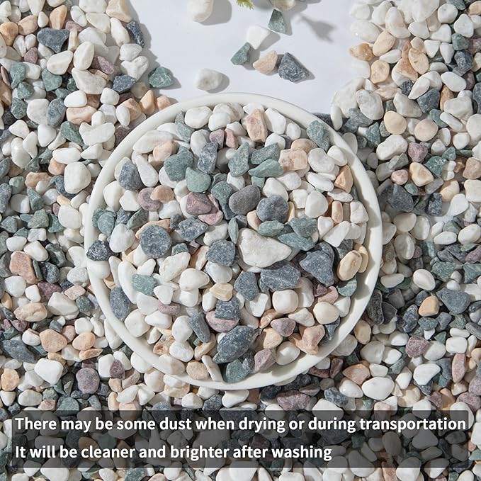 5lb Succulent and Cactus Gravel Pebbles 1/5-3/8 Inch Natural Decorative Polished Stones River Rocks for Plants, Vases, Aquariums, Terrarium and Outdoor Gardening, Mixed Color