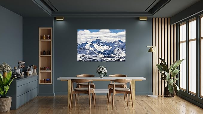 Nature Wall Art Prints - Ocean Forest Mountain Lake Canvas Landscapes - Small to Extra Large Living Room Bedroom Kitchen Bathroom Décor (Snowy Mountains Landscape, 31L" x 47W")