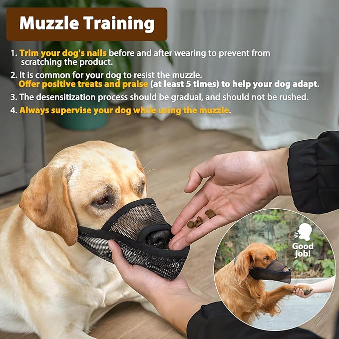 Crazy Felix Nylon Dog Muzzle for Small Medium Large Dogs Dachshund Beagle Poodle Labrador, Air Mesh Breathable and Drinkable Pet Mouth Guard for Anti-Biting Chewing Scavenging