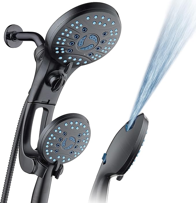Hotel Spa AquaCare for California As-Seen-On-TV High Pressure Handheld Rain 50-mode 3-way Shower Head Combo with Adjustable Arm, Anti-clog Jets, Tub & Pet Power Wash, 6 ft. Hose, Rubbed Bronze