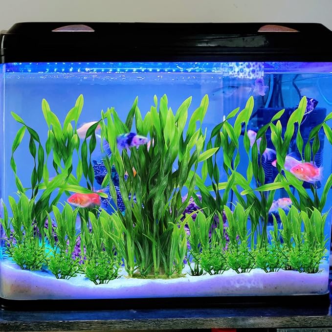 Aquarium Plants, 20pcs Fish Tank Decor Green Plants Artificial Aquarium Decorations for Household and Office Aquarium Simulation, Small to Large