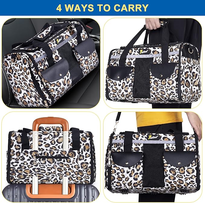 Pet Carrier for Small Dogs and Cats - Soft-Sided Travel Kennel, Portable Foldable Bag (Large)
