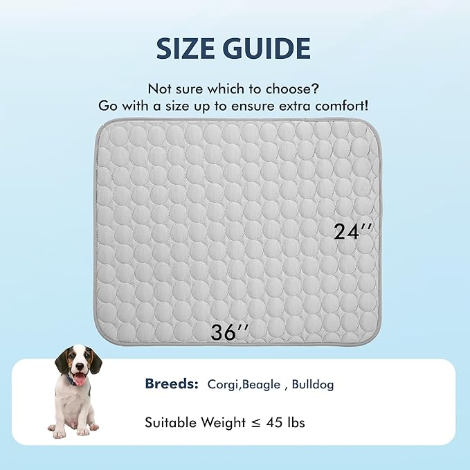 MICROCOSMOS Summer Cooling Mat & Sleeping Pad- Water Absorption Top, Materials Safe, Easy Carry, EZ Clean. Keep Cooling for Pets, Kids and Adults.(Grey, 36" x24")