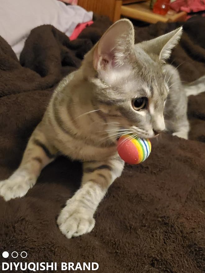 10-Pack Colorful Cat Toy Balls with Bells for Indoor Cats and Kittens (1.5'' - 2.3'', Cat Toys Mega Set)