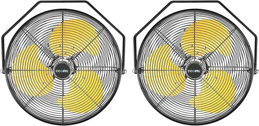 2800 CFM 12" Industrial Wall Mount Fan with 2 Pack, High Velocity 3-Speed Metal Wall Mounted Fan with powerful Motor Covered Patio, Greenhouse, Gazebo, UL Listed