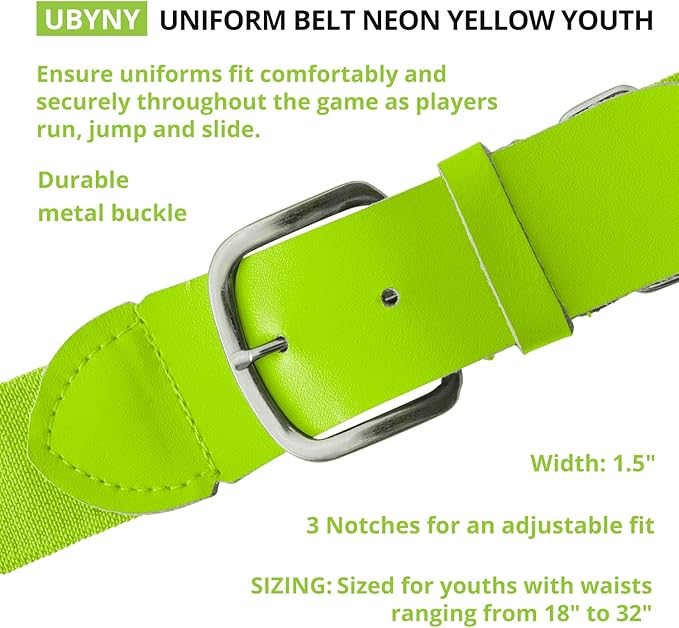 Champion Sports Baseball/Softball Uniform Belt, Comfort Stretch Fit Durable Syntex Tab - Youth & Adult Sizes, Multiple Colors