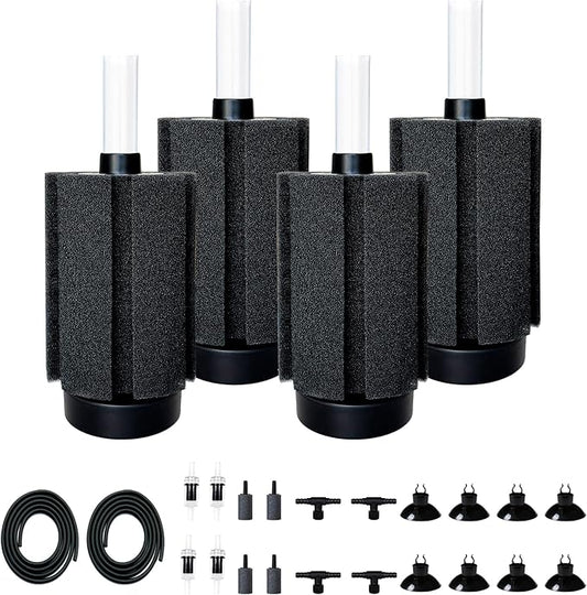 4Pcs Aquarium Sponge Filter 40 Gallon, Sponge Filter 50Gal with Airstone Breeding Fry Betta Shrimp Fish Tank 10 Gal to 50 Gal