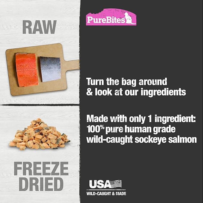 PureBites Salmon Freeze Dried Cat Treats, 0.92Oz | 26G - Value Size
