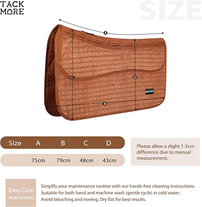 Tackmore Western Saddle Pad Adjustable with Side Pockets and Foam Inserts Shock-Absorbing Riding Pad