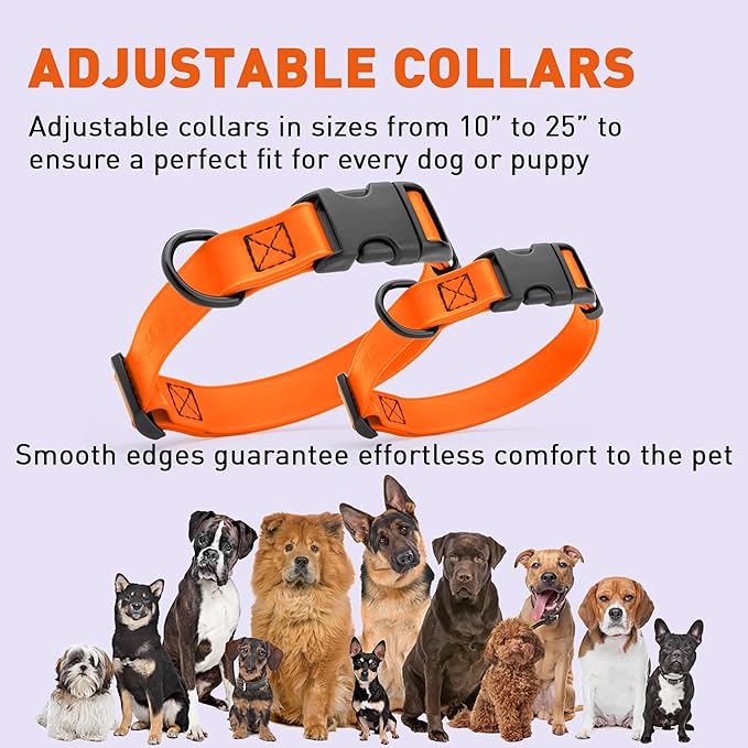 Dogline Biothane Waterproof Dog Collar with Quick Release Buckle Strong Coated Nylon Webbing with Odor- Proof for Easy Care Easy to Clean Fits Small Medium or Large Dogs, Orange 3/4" W 12-19" L